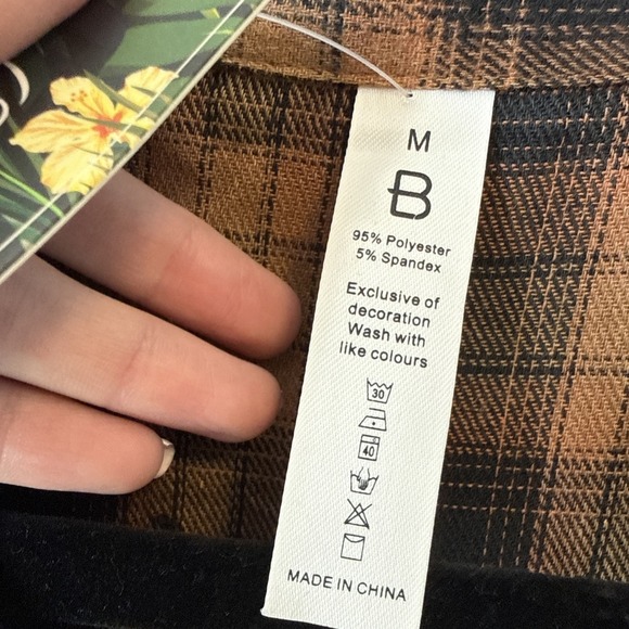 Blooming Jelly NWT Flannel Plaid Button Down Pocket Tunic Shirt Dress M Boho - Picture 5 of 10